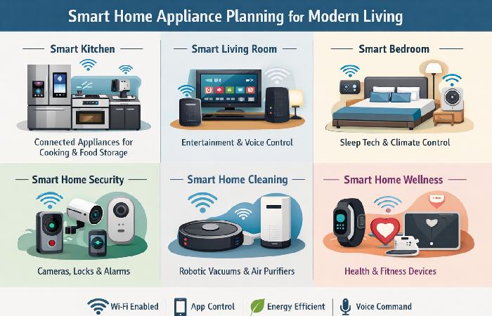 modern smart home appliances layout visual