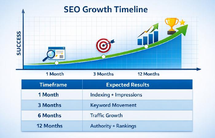visual growth timeline of seo success